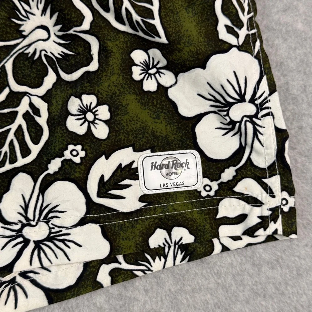 Hard Rock Hotel Las Vegas Mens Board Shorts Green White Hibiscus Floral Swim‎ 34